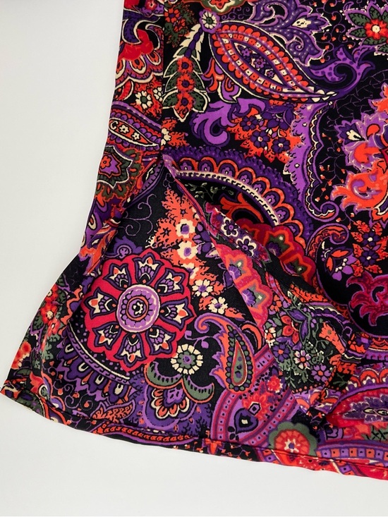 Vintage Paisley Button Shirt Women Medium Purple Red Retro Boho 90s Blouse - Picture 8 of 10